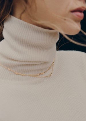 Polene Eroz Double Chain Necklaces 24 carat gold gilded edition | AUF9555D