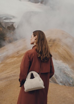 Polene Mini Numéro Neuf Ecru Shearling | AUW9466N