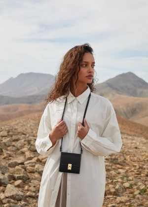 Polene Numéro Sept Crossbody Wallets Smooth Black | AUD9581F