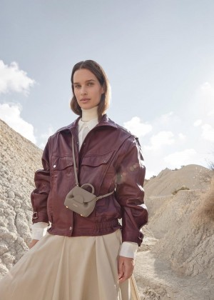 Polene Numéro Un Bags Textured Taupe | AUL9654I